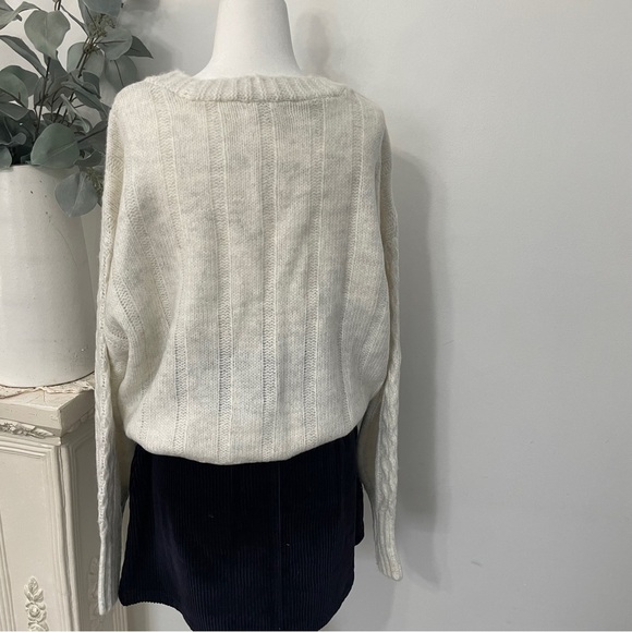 Winter White Chunky Cable Knit Button Down Oversized Cardigan Sweater - Picture 5 of 5